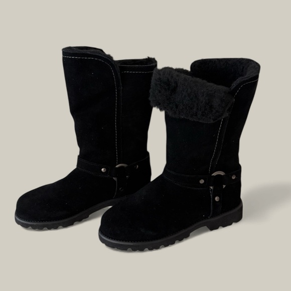 🆕BEARPAW “Cheyenne” suede moto black boots (rain & water repellent) NWT size: 8M - Picture 3 of 8